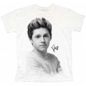 One Direction Niall Solo B&W Ladies White T Shirt: X Large