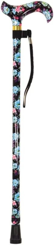 Aidapt Deluxe Patterned Walking Cane Black Floral Black