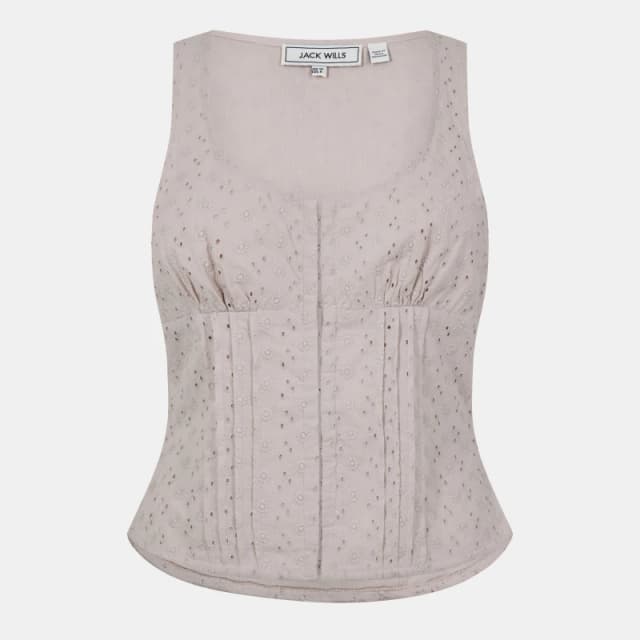 Jack Wills Broderie Corset Top Stone female 6 (2XS)