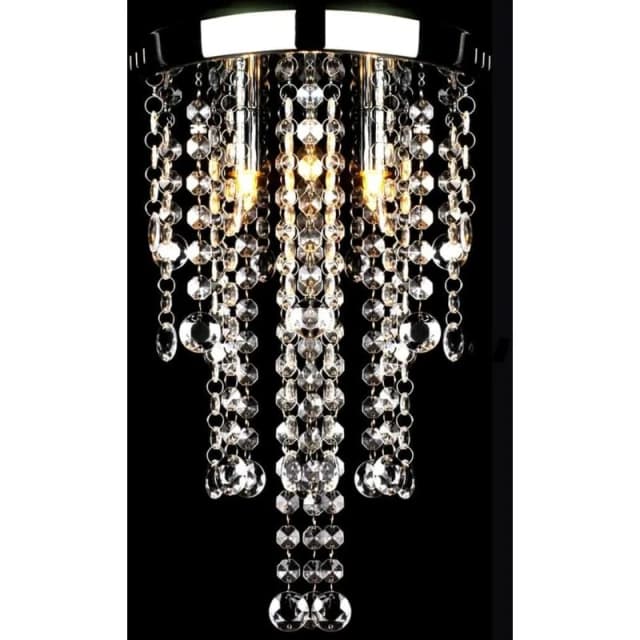 VIDAXL White Metal Ceiling Lamp with Crystal Beads Vidaxl 8718475891383