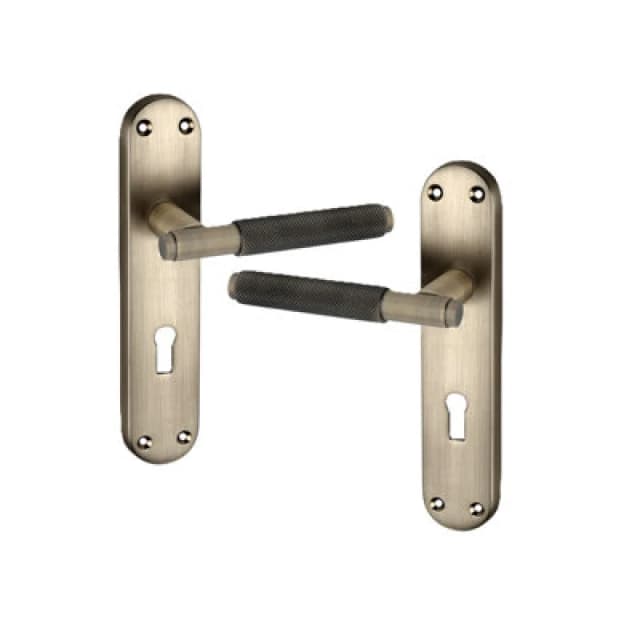 Spira Brass Connaught Knurled Lever On Backplate Lock Matt Antique