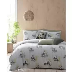 Furn Pandas Duvet Cover Set (King) (Mint Green) - Mint Green