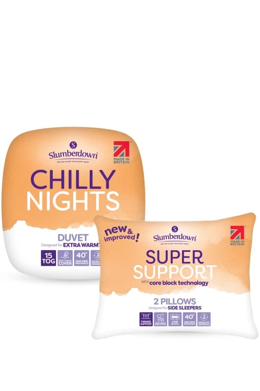 Slumberdown Chilly Nights 15 Tog Winter Duvet With 2 Super Support Pillows White