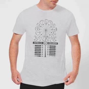 Harry Potter Spells Charms Mens T-Shirt - Grey - XS - Grey