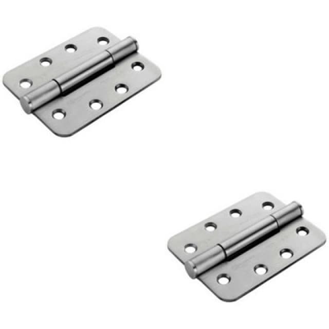Loops 2x PAIR 100 x 75 x 3mm Concealed 14 Bearing Hinge Satin Steel Rounded Edge Metallics