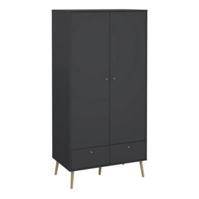 Furniture To Go Cumbria Wardrobe with 2 Doors + 2 Drawers in Grey Grey Unisex