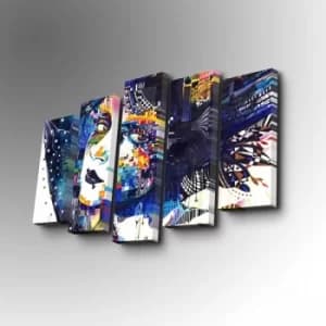 5PABSWC-02 Multicolor Decorative Canvas Painting (5 Pieces)