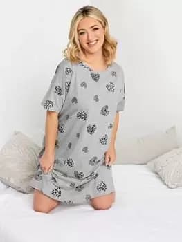 Yours Yours 2 Pack Sleeptee Black & Grey Wild Heart, Black, Size 38-40, Women