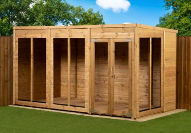 Empire Sheds Empire Pent Summerhouse 12X6 Dipped Treated Tongue And Groove Wooden Garden Shed Double Door (12' X 6' / 12ft X 6ft) (12X6)