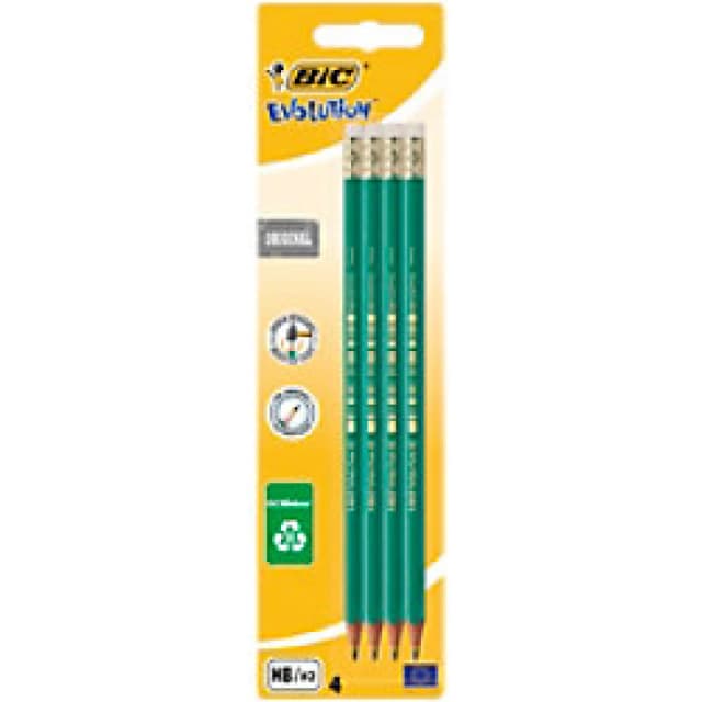 BIC Evolution Wood Free Graphite Pencils HB Pack of 4, 4 Per Pack