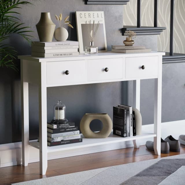 Lassic Vida Designs Windsor 3 Drawer Console Table White unisex 3 Drawer