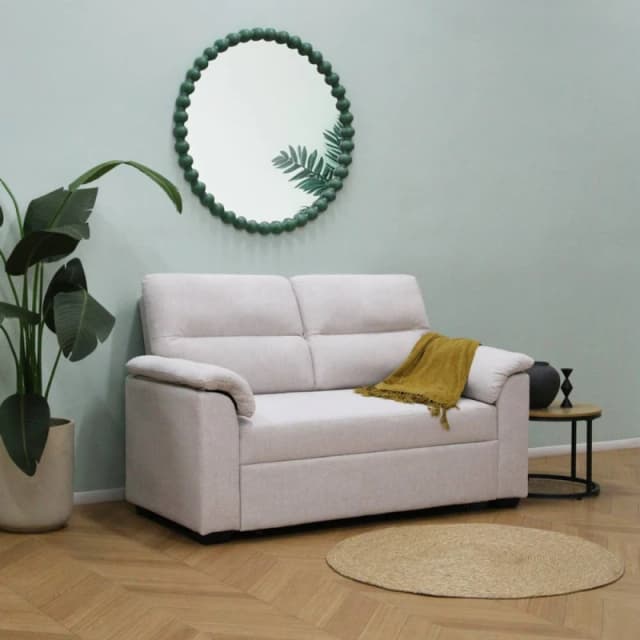 Home Garden Direct Tivoli - 2 Seater Pull out Sofa Bed in Soft Woven Fabric in Beige Beige Unisex 2 Seater