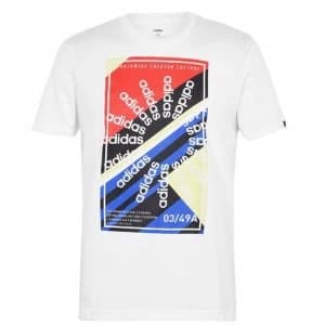 adidas Mens Clima Slogan Graphic T-Shirt - White/Black