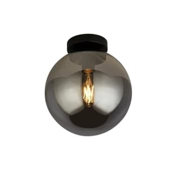 1 Light Flush , Smoked Glass, Black