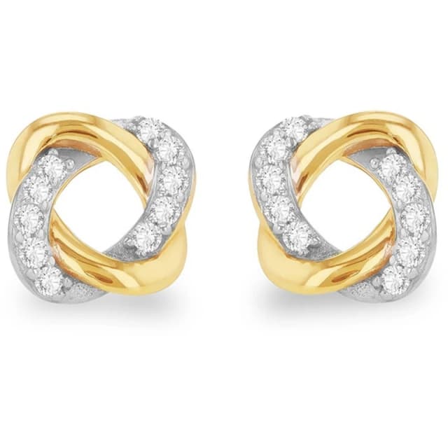 Be You 9ct Gold CZ Knot Stud Earrings Stud Earrings One Size Gold 72941510000