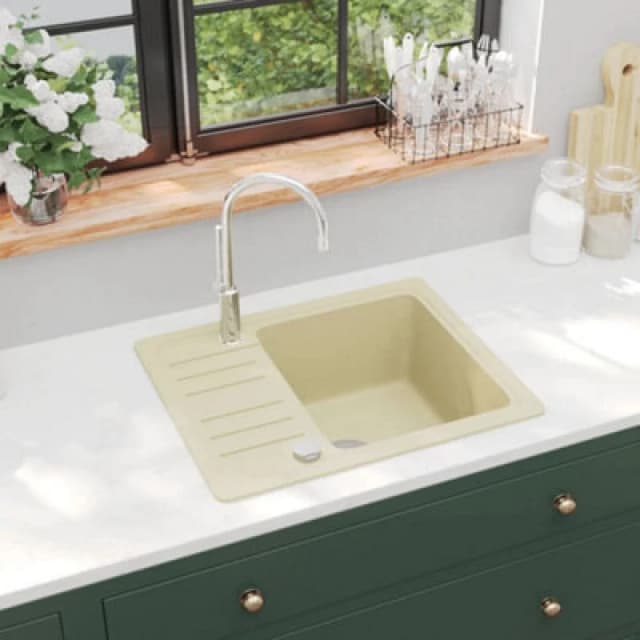 Vidaxl Granite Kitchen Sink Single Basin Beige