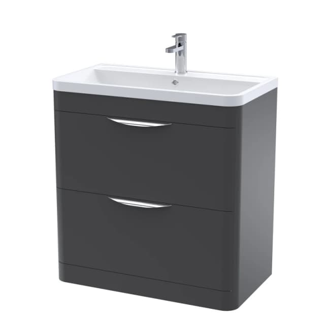 Balterley Floor Standing 2 Drawer Vanity Unit Polymarble Basin Soft Black 800mm Black