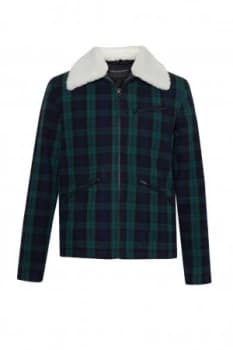 Mens French Connection Workwear Washed Wool Jacket Black Multi