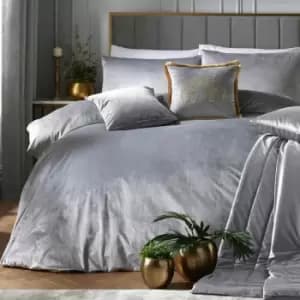 Laurence Llewelyn Bowen Montrose Velvet Duvet Cover Set, Silver, King