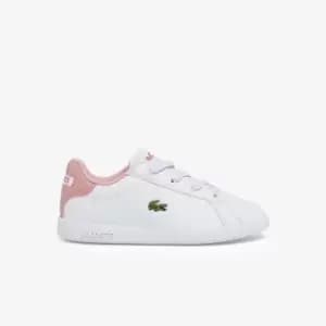 Lacoste Infants' Graduate Synthetic Trainers Size 4 UK Kids White & Light Pink