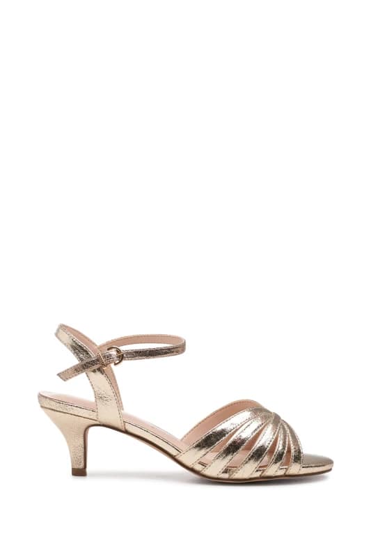 Paradox London Womens Silver 'Taytum' Wide Fit Heeled Sandals in Gold Size: 5E Gold Female 5E