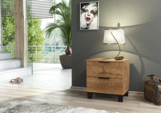 Furneo Modern Dark Oak Effect Chest Of Drawers Cabinet 2 Drawers Storage Cozy 02