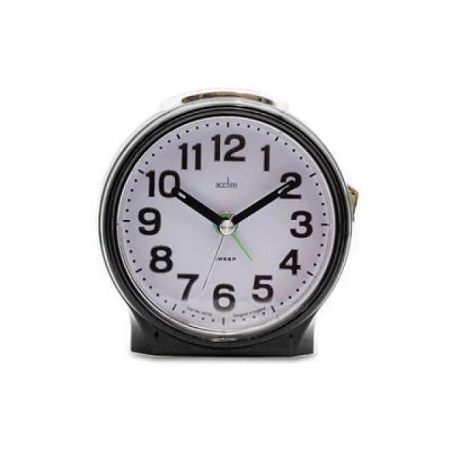 Acctim Eden Pearl Black Analogue Alarm Clock
