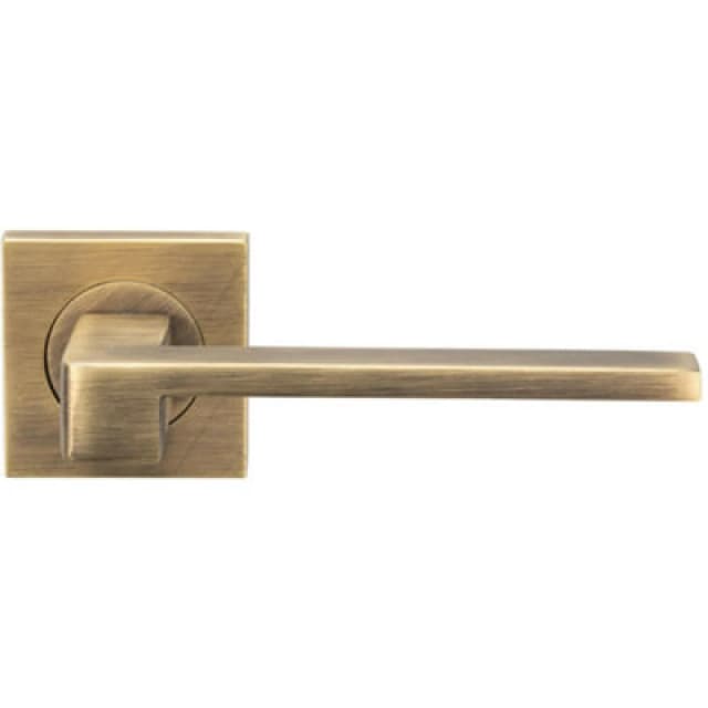 Loops PAIR Flat Squared Bar Handle on Square Rose Concealed Fix Antique Brass Metallics