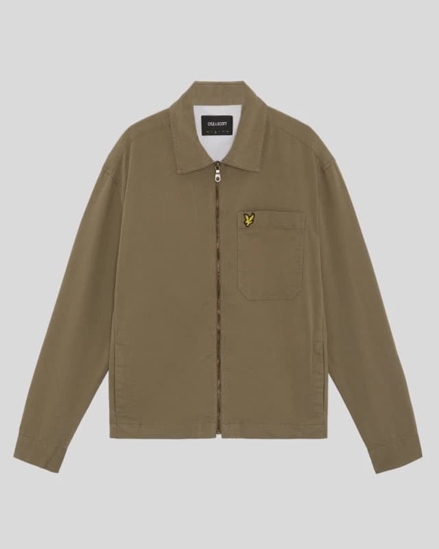 Lyle & Scott Big Tall Enzyme Wash Zip Through Overshirt - Khaki Khaki WV6Y9 Male 1XL,2XL,3XL,4XL,5XL