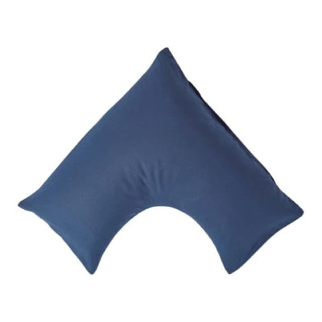 Homescapes Linen V Shaped Pillowcase Navy