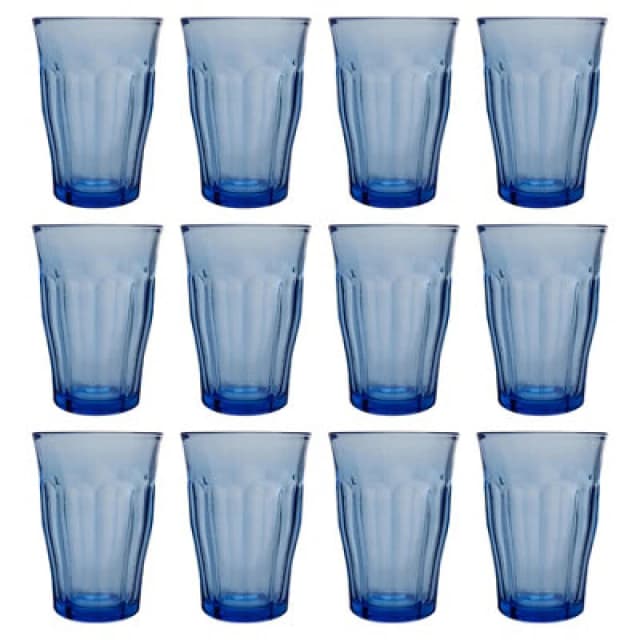 Duralex 360ml Picardie Highball Glasses - 12x Water Juice Cocktail Drinking in Blue Blue Unisex