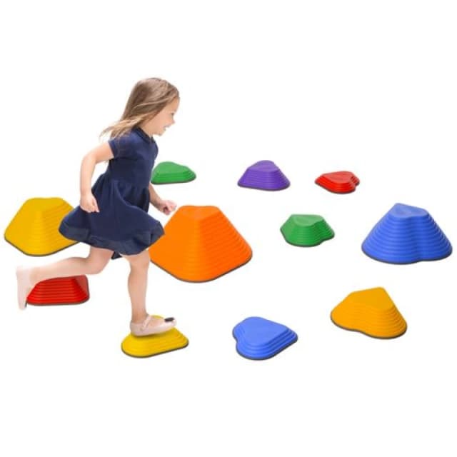AIYAPLAY 11PCs Kids Stepping Stones, Non-Slip Stackable River Stones, Multi 347-023V02MX