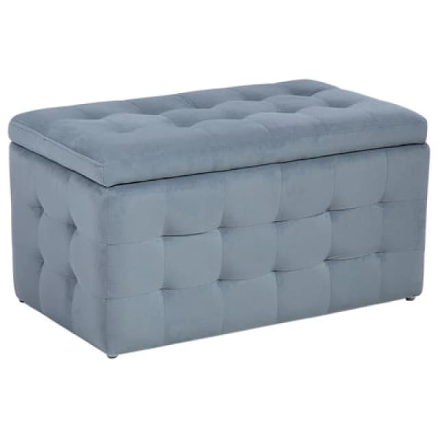 Beliani Storage Ottoman Michigan Velvet Light Grey