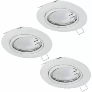 Loops - 3 pack Flush Ceiling Downlight White Steel 3 x 5W GU10 Adjustable Bulb