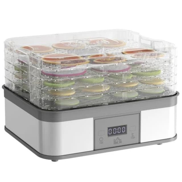 HOMCOM 5 Tier Food Dehydrator, 245W For Drying Fruit, Meat, Vegetable, White 800-142V70WT