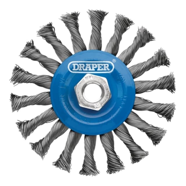 Draper Steel Twist-Knot Flat Wire Wheel Brush, 115mm, M14 8058