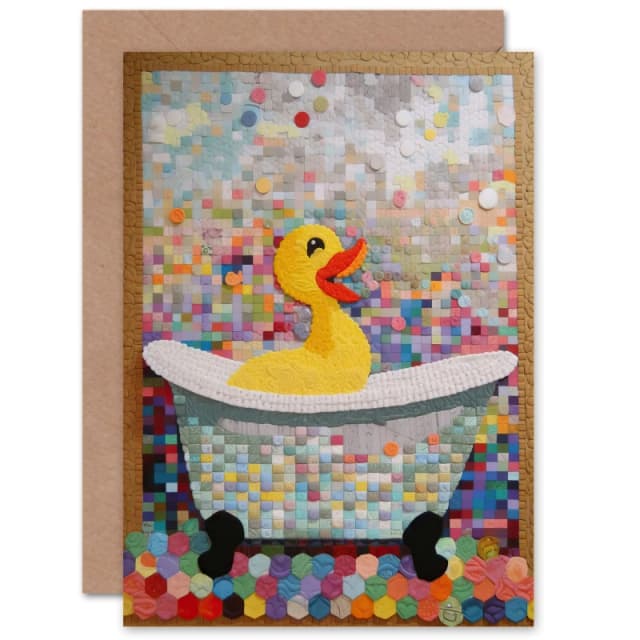 Artery8 Fun Fuzzy Felt Duck Mosaic Child Children Kids Birthday Greeting Card Multi unisex