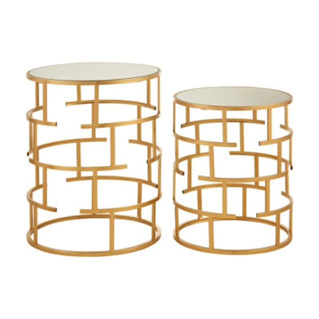 Orsina Set Of 2 Maze Design Side Tables,luxe Accent Pieces For Decor,nesting Tables,decorative Small Tables