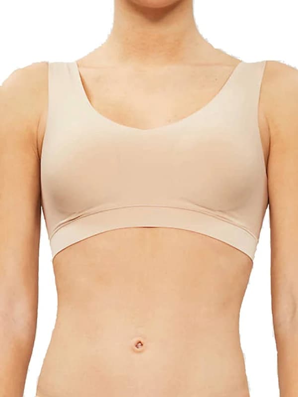Chantelle Womens SoftStretch V-Neck Padded Crop Top in Nude Size: 12-14 Nude Female 12-14