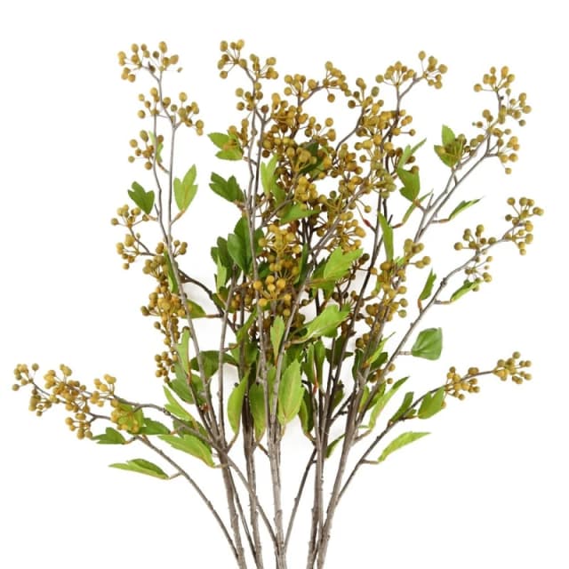 Leaf Pack of 6 x 90cm Artificial Yellow Berry Stem