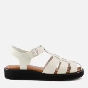 Dune Womens Loch Leather Fisherman Sandals - Ecru - UK 3