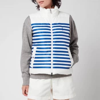 Polo Ralph Lauren Womens Down Filled Vest - White/Blue Stripe - XS