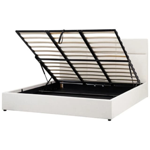 Beliani Ottoman Bed Fabric Lagord 180 X 200 Cm (Eu Super King) Off-White