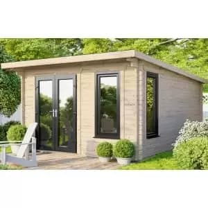 Power Sheds 12 x 14ft Left Hand Door Pent Notched Logs Log Cabin