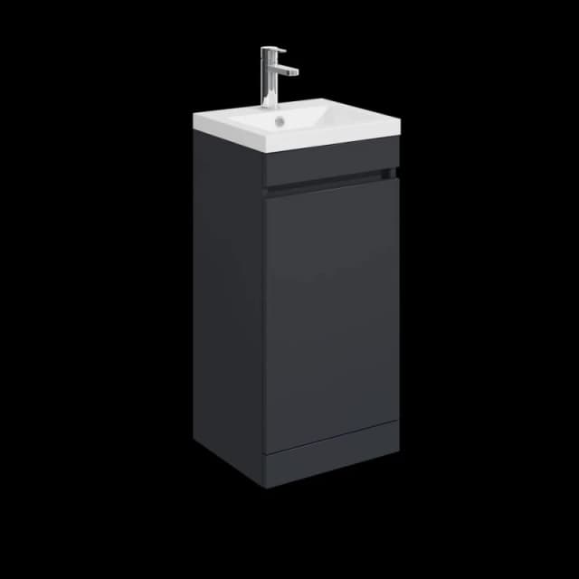 Balterley 400mm Floor Standing 1 Door Compact Unit & Polymarble Basin, Dark Grey Grey Unisex