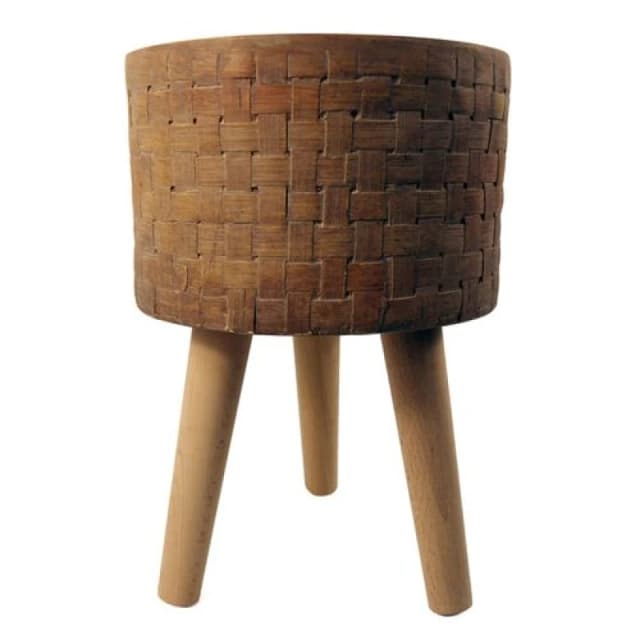 Leaf 36cm x 25cm Woven Effect Composite Large Planter Dark Brown