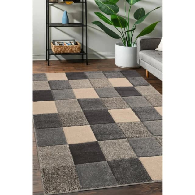 Homemaker Newport Blocks Rug Grey Grey unisex 600x200cm