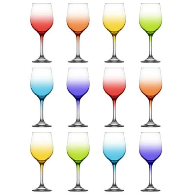 LAV Glassware Lav Fame Wine Glasses - 395Ml - Full Colour - Pack Of 12