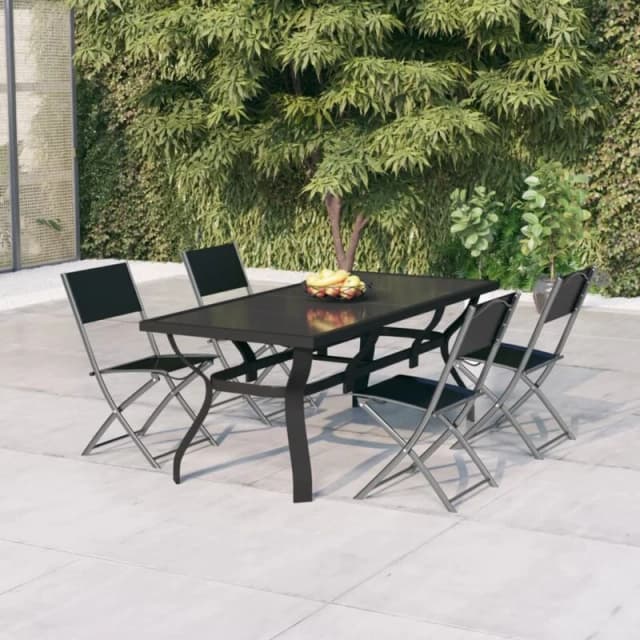 VIDAXL 5 Piece Garden Dining Set Grey and Black Vidaxl 8720286980859