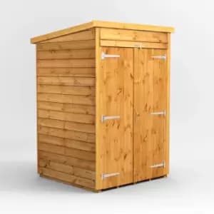 4X4 Power Overlap Pent Windowless Double Door Shed